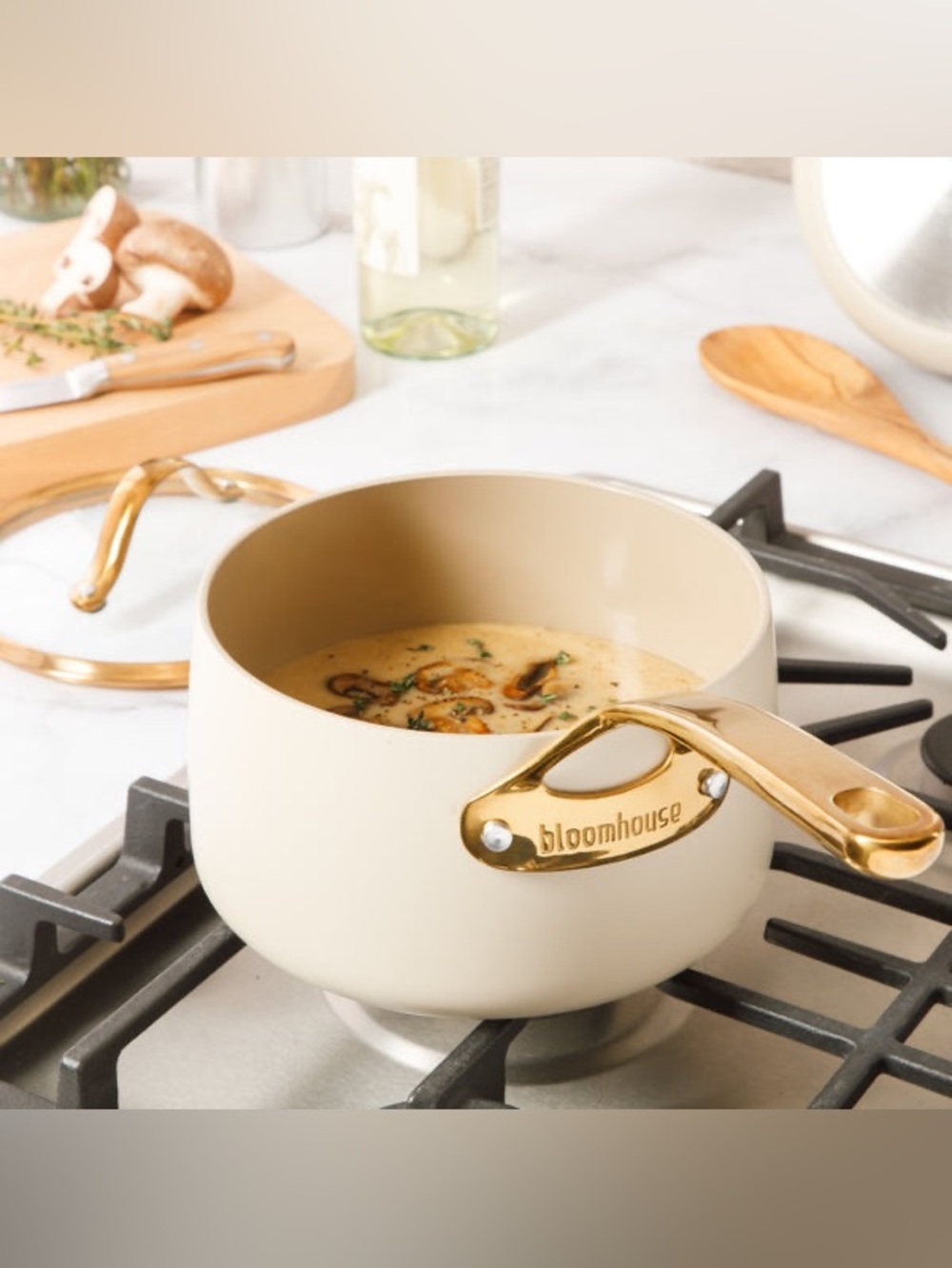 Bloomhouse 3 Quart Saucepan with Lid - PFAS-Free Ceramic Nonstick Aluminum - NEW